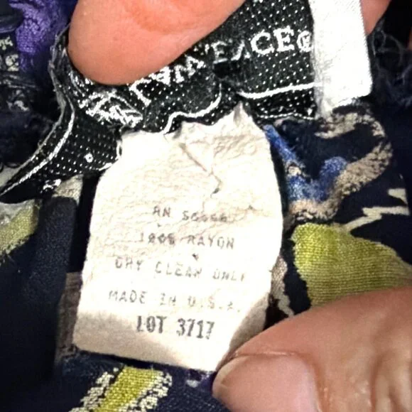 Vtg Maggie Lawrence Floral Maxi Skirt Elastic Waist Navy Purple USA Made - Picture 4 of 7